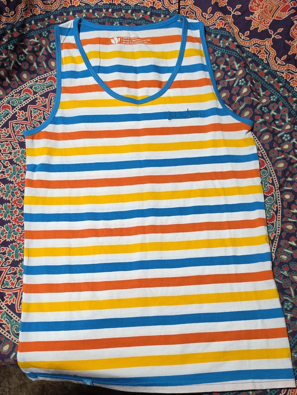 Dutch Bros Striped Tank Top in Blue, Yellow & Orange